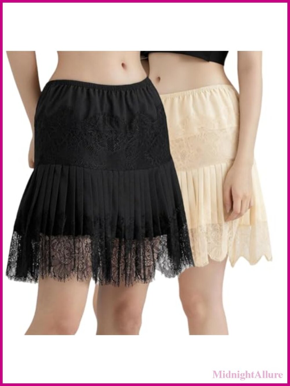 Y2K Lace Mini Skirt with Ruffled Hem Pleated Layered Slip Underskirt S-3XL
